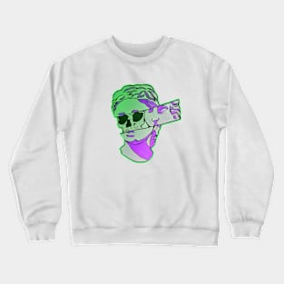 Green & Purple Skull Sculpture Crewneck Sweatshirt